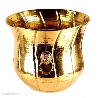 Brass Lion's Head Planter Pot