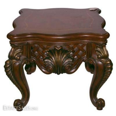 Solid Carved Wood End Coffee Table