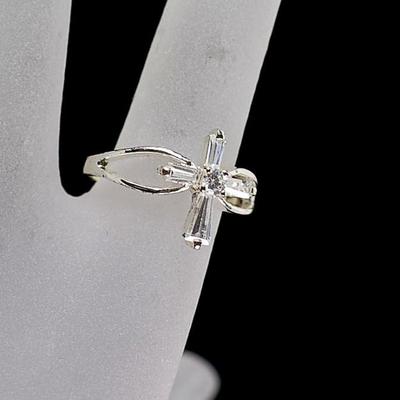 Sterling Cross Cruciform CZ Ring