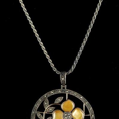 Golden MOP Marcasite 23" Necklace