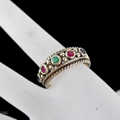 Sterling Multi-Gemstone Ring