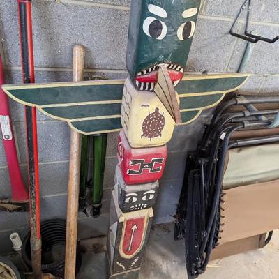 Wood Carved Hand Painted Totem Pole