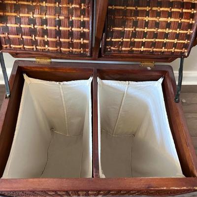 Wood & Wicker Laundry Basket