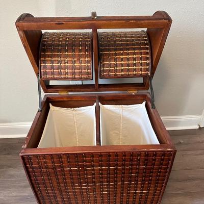 Wood & Wicker Laundry Basket