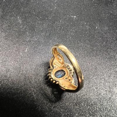 Beautiful 10k Gold Ring with Diamonds and Stone.