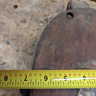 Vintage Wood Ship's Block Double Pulley