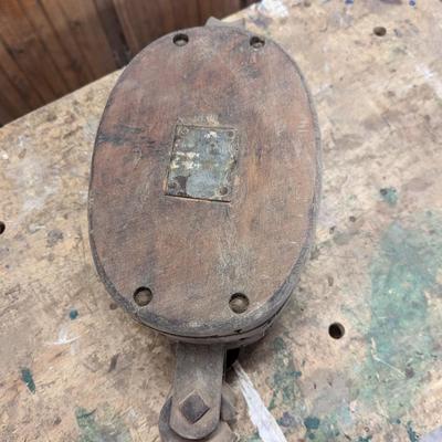 Vintage Wood Ship's Block Double Pulley
