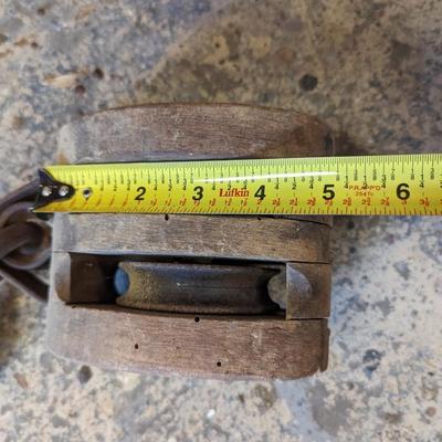 Vintage Ship's Wood Block Double Pulley