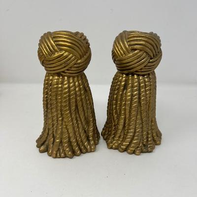 Pair of 5.75â€ tall Tassel Candlestick Holders