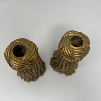 Pair of 5.75â€ tall Tassel Candlestick Holders