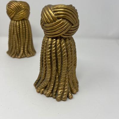 Pair of 5.75â€ tall Tassel Candlestick Holders