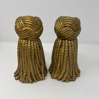 Pair of 5.75â€ tall Tassel Candlestick Holders