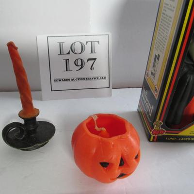 Vintage Gurley Halloween Candles and Wizard Dracula Scented Wax Figure