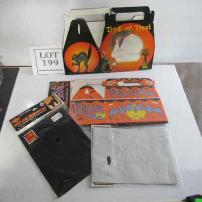 Neat Newer Lot of Halloween Treat Boxes and 2 Sheets of Cut Out Cats