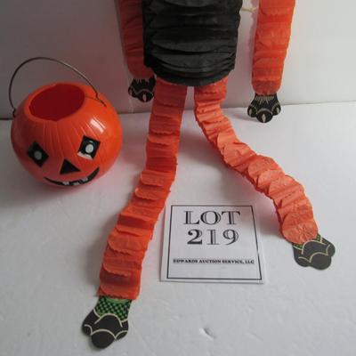 Vintage Cat Tissue Hanger and Hard Plastic JOL Bucket
