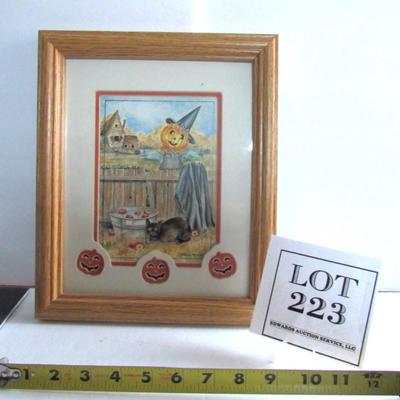 Smaller Framed Halloween Print, Cut Out Mat, Cute