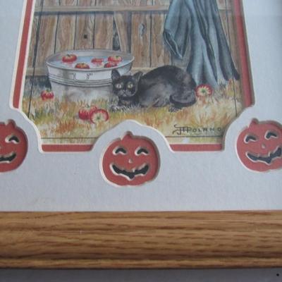 Smaller Framed Halloween Print, Cut Out Mat, Cute