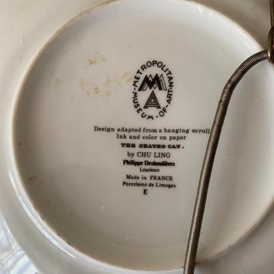 Limoges Porcelain Met Museum of Art Plate, Seated Cat