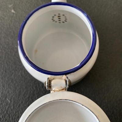 Vintage White Enamelware Teapot