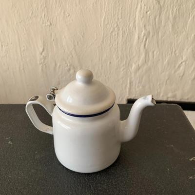 Vintage White Enamelware Teapot