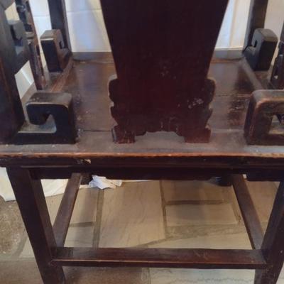 Antique Solid Wood Carved Accent Chair