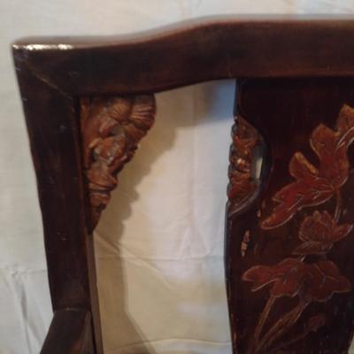 Antique Solid Wood Carved Accent Chair
