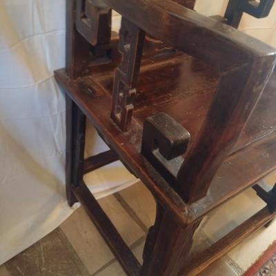 Antique Solid Wood Carved Accent Chair