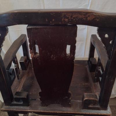 Antique Solid Wood Carved Accent Chair