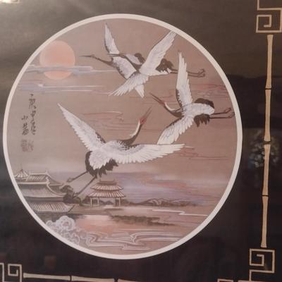 Framed Art Print Asian Influence Herons in Flight Choice A