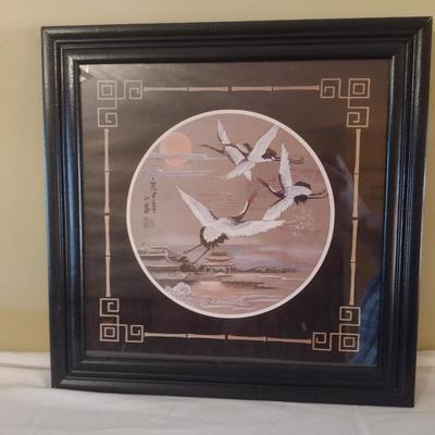 Framed Art Print Asian Influence Herons in Flight Choice A
