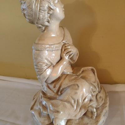 Ceramic Young Girl Day Dreaming Statuette