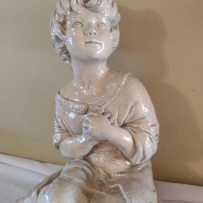 Ceramic Young Girl Day Dreaming Statuette