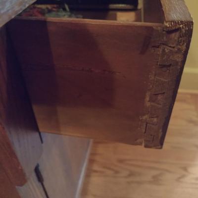 Antique Oak Wash Stand with Mirror and Towel Rod