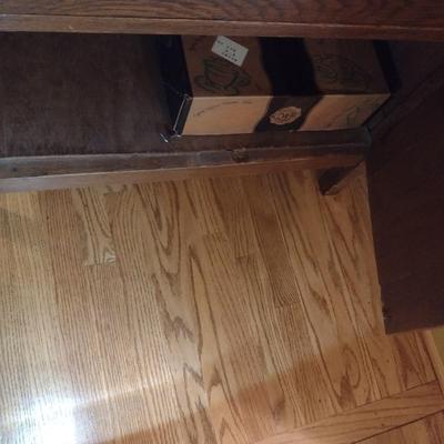 Antique Oak Wash Stand with Mirror and Towel Rod