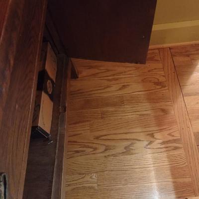 Antique Oak Wash Stand with Mirror and Towel Rod