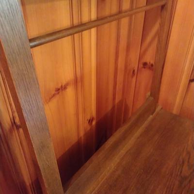 Antique Oak Wash Stand with Mirror and Towel Rod