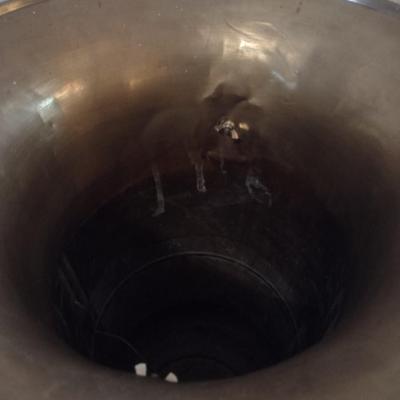 Large Brass Floor Vase with Lion Head Handles