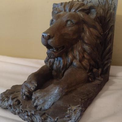 Vintage Resin Lion Bust Bookends