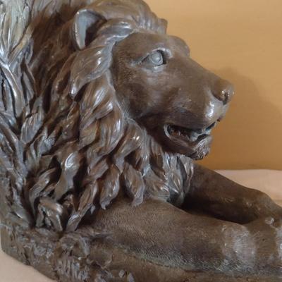 Vintage Resin Lion Bust Bookends