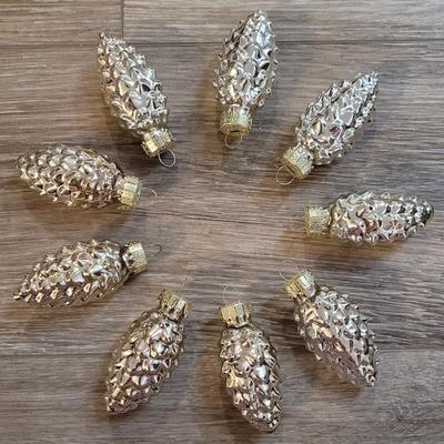 Vintage Silver Glass Pinecone Ornaments