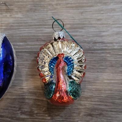 Vintage Glass Ornaments- Turkey, Corn, & 2 Gold Balls