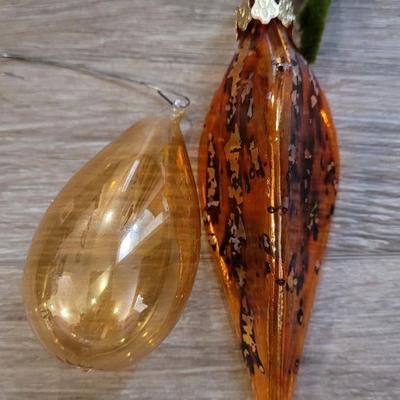 Antique Glass Teardrop Ornament & Blown Glass Carrot Shaped Ornament