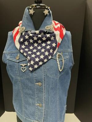 Rhinestone Jewelry and Red White Blue Bandanna