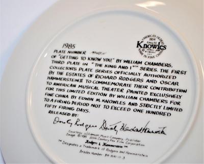 "Getting To Know You" The King & I Series William Chambers Collector Plate