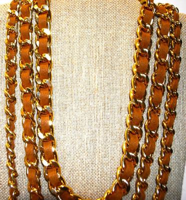 "Leather & Links" 6 Strand Necklace 26" L