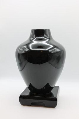 Black Porcelain Ginger Jar Vase w/ Base