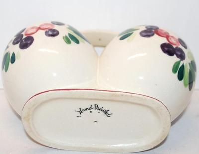 Handpainted Vinegar & Oil Flowered Container 6" W x 4 1/2" H