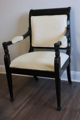 Vintage Upholstered & Wood Carved Chair