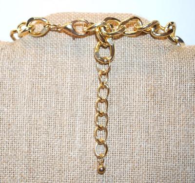 3 Tiers of Acrylic Teardrops On a Heavy Gold Tone Chain Link 11" L