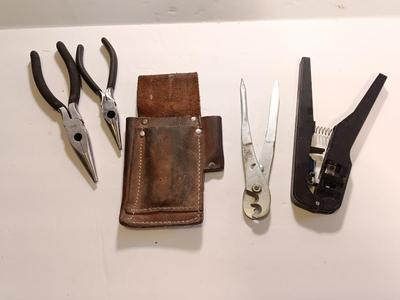 Variety of pliers with a leather plier case